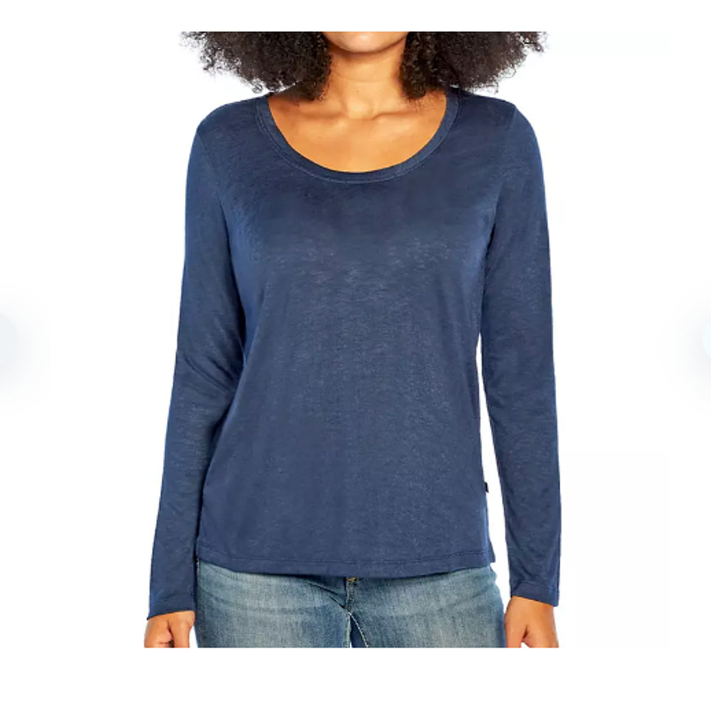 GAP Long Sleeve T-Shirt Women Size XXL Slub Tee Midnight Blue Scoop Neck $54 NEW